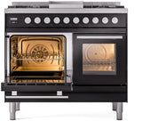 ILVE Professional Plus II 40-Inch Freestanding Propane Gas Dual Fuel Range with 6 Sealed Burner in Glossy Black (UPD40FWMPBKLP)