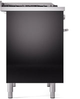 ILVE Professional Plus II 40-Inch Freestanding Propane Gas Dual Fuel Range with 6 Sealed Burner in Glossy Black (UPD40FWMPBKLP)