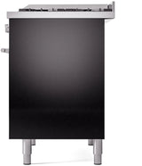 ILVE Professional Plus II 40-Inch Freestanding Propane Gas Dual Fuel Range with 6 Sealed Burner in Glossy Black (UPD40FWMPBKLP)