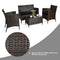 4PCS Outdoor Rattan Patio Furniture Set With Cushions & Coffee Table (SAK75463)
