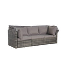 5 PCS Outdoor Patio Wicker Daybed Furniture Set With Retractable Canopy (SAK37816)