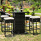 5 PCS Patio Rattan Bar Table Stool Set With Hidden Storage Shelf & Cushions (SAK14645)