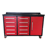 5.5ft Heavy Duty Mobile Workbench with Cabinet & 10 Drawers