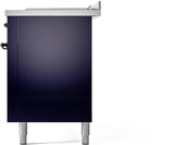ILVE Nostalgie II 60-Inch Natural Gas Dual Fuel Range with 7 Burners, Griddle, & French Top with Triple Glass Door Oven in Midnight Blue with Bronze Trim (UP60FSNMPMBB)
