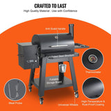 53" Heavy-Duty Portable Wood Pellet BBQ Grill With Cart (SAK93641)