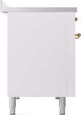 ILVE Nostalgie II 48-Inch Limited Edition Induction Range in White with Brass Trim (UPI486NMPWHG)