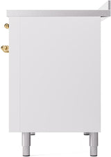 ILVE Nostalgie II 48-Inch Limited Edition Induction Range in White with Brass Trim (UPI486NMPWHG)