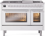 ILVE 48-Inch Professional Plus II Freestanding Natural Gas Dual Fuel Range with 8 Sealed Burner in White (UP48FWMPWH)