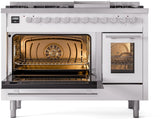 ILVE 48-Inch Professional Plus II Freestanding Natural Gas Dual Fuel Range with 8 Sealed Burner in White (UP48FWMPWH)