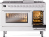 ILVE 48-Inch Professional Plus II Freestanding Natural Gas Dual Fuel Range with 8 Sealed Burner in White (UP48FWMPWH)