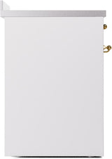 ILVE Nostalgie II 30-Inch Freestanding Electric Induction Range in White with Brass Trim (UPI304NMPWHG)