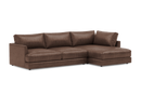 Valencia Serena Leather Three Seats with Right Chaise Sectional Sofa, Brown