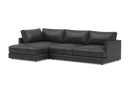Valencia Serena Leather Three Seats with Left Chaise Sectional Sofa, Black