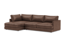 Valencia Serena Leather Three Seats with Left Chaise Sectional Sofa, Brown