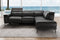 Valencia Pista Modern Top Grain Leather Reclining Sectional Sofa with Right-Hand Facing Chaise, Black