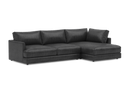 Valencia Serena Leather Three Seats with Right Chaise Sectional Sofa, Black