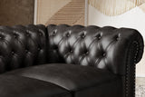 Valencia Parma 64" Full Aniline Leather Chesterfield Loveseat Sofa, Black