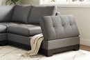 Valencia Aine Top Grain Leather Four Seats with Right Chaise Sofa, Charcoal Grey