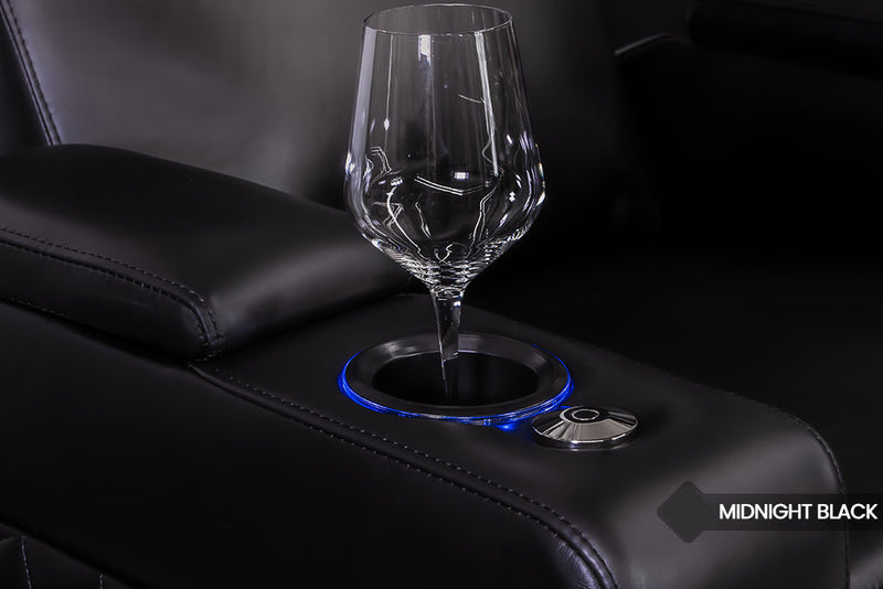 Valencia Zurich Leather Home Theater Seating Row of 2, Black