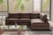 Valencia Serena Leather 2-Piece Right Bumper Chaise Sectional Sofa, Brown