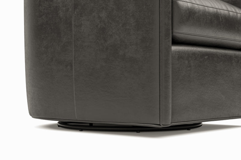 Valencia Riley Leather Swivel Accent Chair, Black