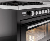 ILVE 48-Inch Professional Plus II Freestanding Propane Gas Dual Fuel Range with 8 Sealed Burner in Glossy Black (UP48FWMPBKLP)
