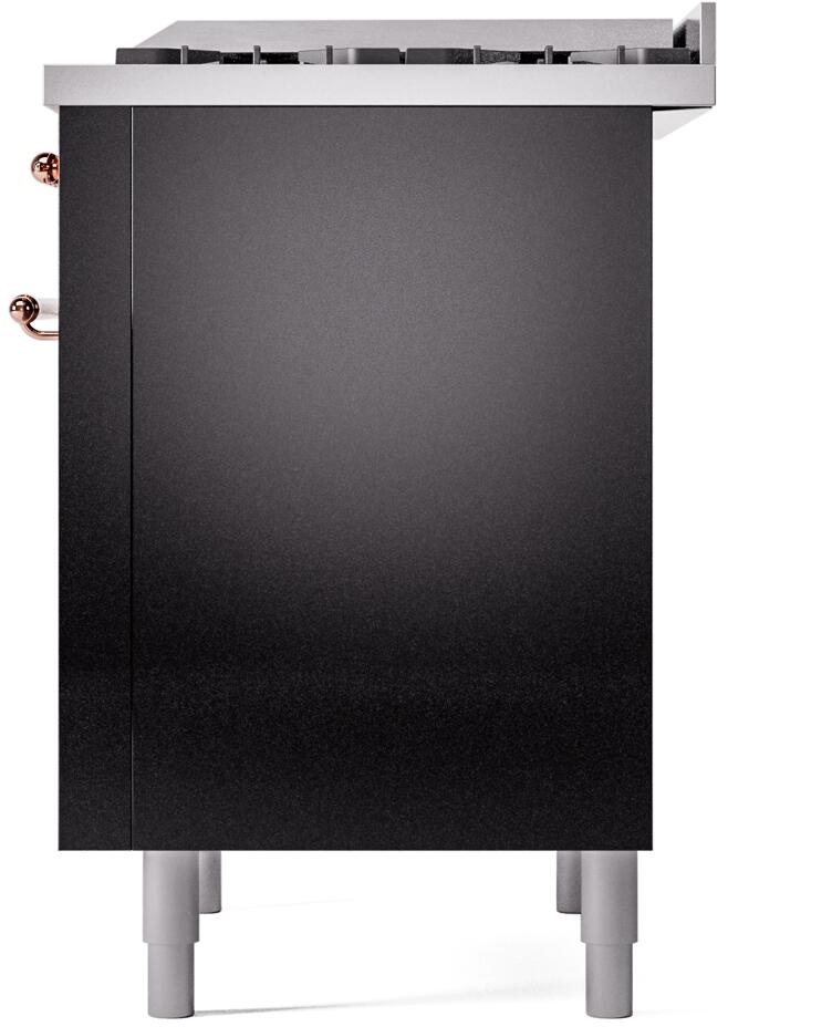 ILVE Nostalgie II 36-Inch Dual Fuel Freestanding Range in Glossy Black with Copper Trim (UP36FNMPBKPLP)