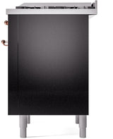 ILVE Nostalgie II 36-Inch Dual Fuel Freestanding Range in Glossy Black with Copper Trim (UP36FNMPBKPLP)