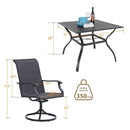5PCS Outdoor Patio Rattan Dining Furniture Set With Swivel Armchairs (91823705)