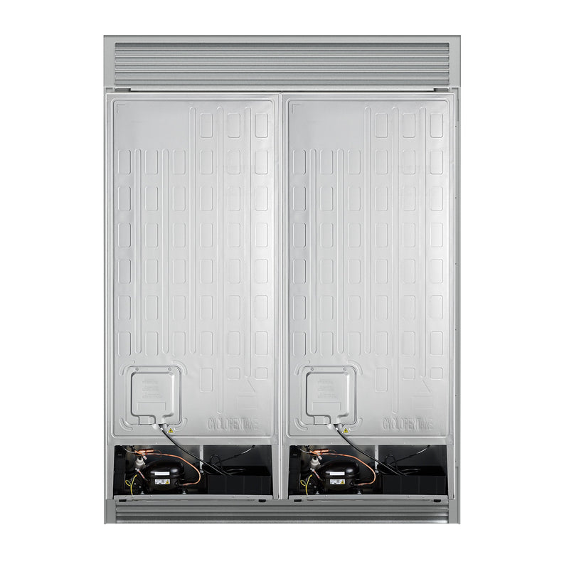 FORNO Maderno 60" 27.2 cu.ft. Convertible Refrigerator and Freezer with Grill Trim Kit in White with Antique Brass Handles, FFFFD1722-60SG-WHT