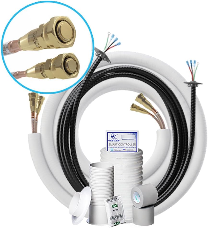 MRCOOL® DIY 9,000 BTU 23.6 SEER2 DC Inverter Ductless Mini Split Air Conditioner and Heat Pump System with 25 ft Line Set Installation Kit, Smart HVAC Controller, and Wireless Remote Control - 115V - 5th Generation (DIY-09-HP-WM-115D25-O)