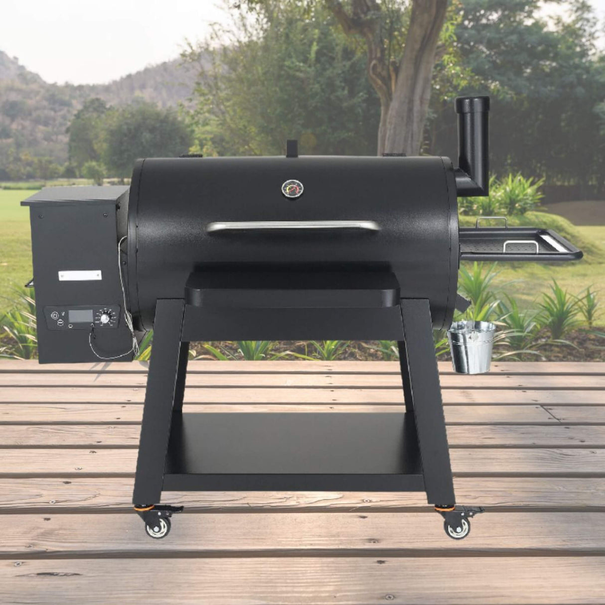62" Heavy-Duty Portable Wood Pellet BBQ Grill With Cart (SAK91308)
