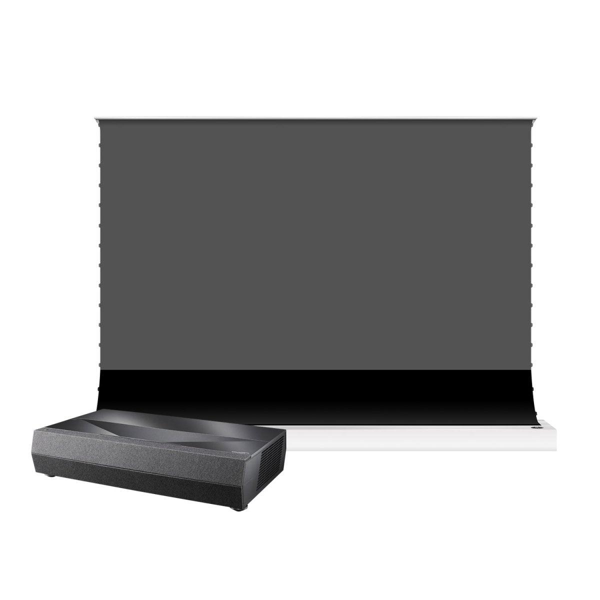 BUNDLE Optoma CinemaX D2 4K HDR UST 3D Laser Projector &VIVIDSTORM S PRO Electric Tension Floor Screen