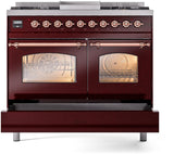 ILVE Nostalgie II 40-Inch Dual Fuel Freestanding Range in Burgundy with Copper Trim (UPD40FNMPBUPLP)