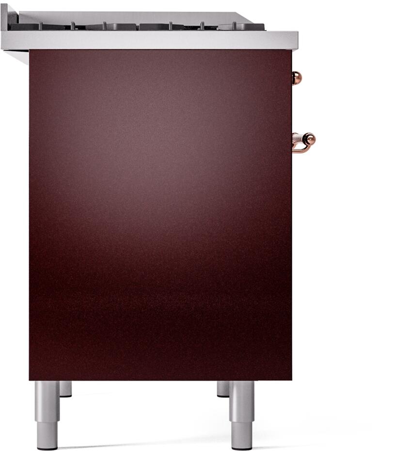ILVE Nostalgie II 40-Inch Dual Fuel Freestanding Range in Burgundy with Copper Trim (UPD40FNMPBUPLP)