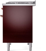 ILVE Nostalgie II 40-Inch Dual Fuel Freestanding Range in Burgundy with Copper Trim (UPD40FNMPBUPLP)