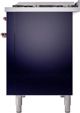 ILVE Nostalgie II 48-Inch Dual Fuel Freestanding Range in Midnight Blue with Copper Trim (UP48FNMPMBPLP)
