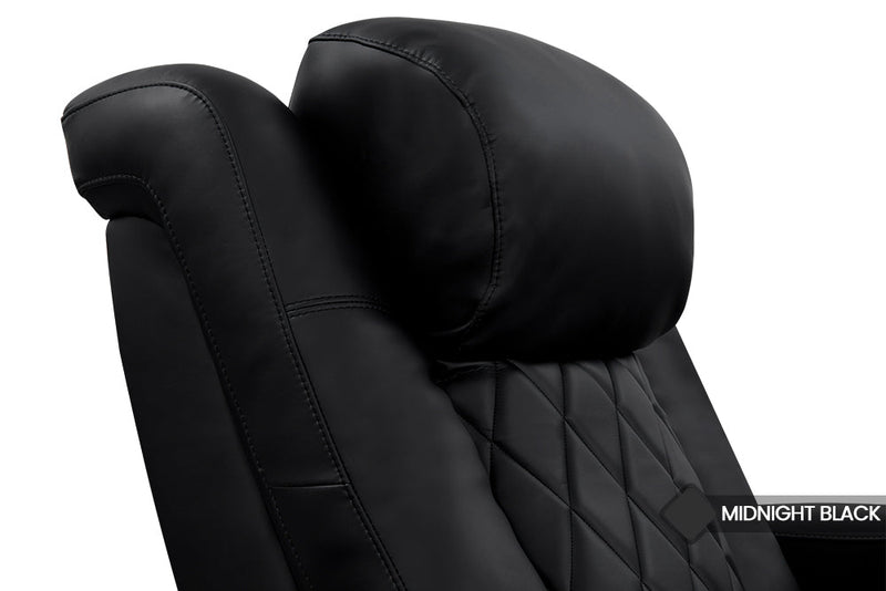 Valencia 2025 New Tuscany Heat & Massage Leather Home Theater Seating Row of 2, Midnight Black