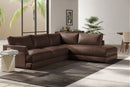 Valencia Serena Leather 2-Piece Right Bumper Chaise Sectional Sofa, Brown