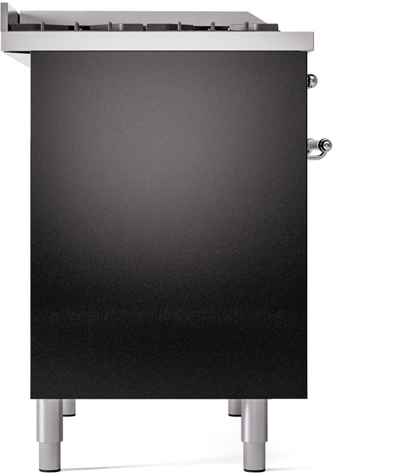 ILVE Nostalgie II 40-Inch Freestanding Natural Gas Dual Fuel Range in Glossy Black with Chrome Trim (UPD40FNMPBKC)