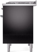 ILVE Nostalgie II 40-Inch Freestanding Natural Gas Dual Fuel Range in Glossy Black with Chrome Trim (UPD40FNMPBKC)