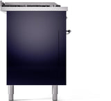 ILVE Nostalgie II 60-Inch Propane Gas Dual Fuel Range with 7 Burners, Griddle, & French Top with Triple Glass Door Oven in Midnight Blue with Chrome Trim (UP60FSNMPMBCLP)