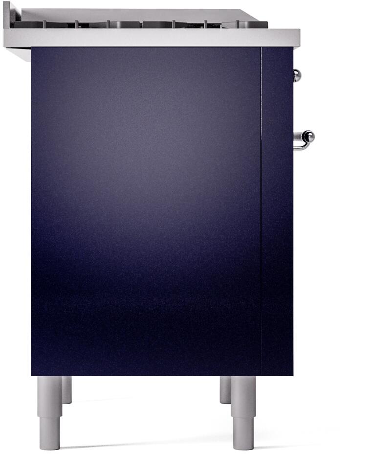ILVE Nostalgie II 36-Inch Dual Fuel Freestanding Range in Midnight Blue with Chrome Trim (UP36FNMPMBCLP)