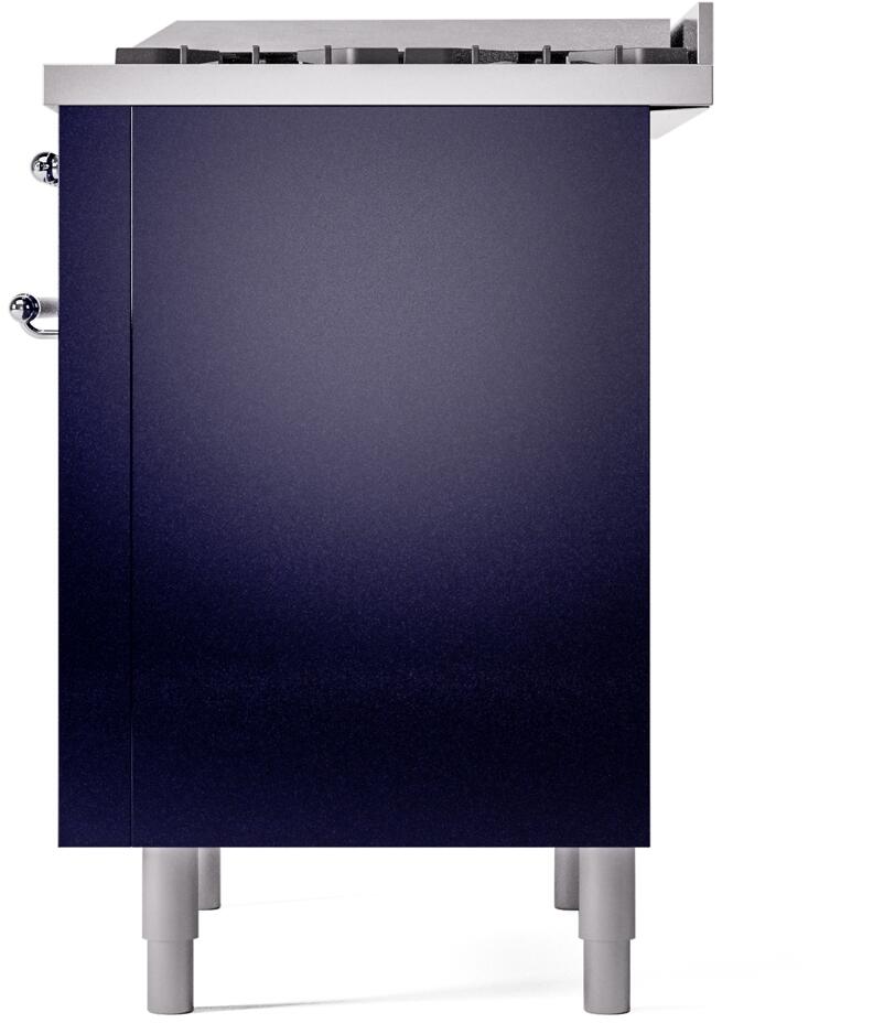 ILVE Nostalgie II 36-Inch Dual Fuel Freestanding Range in Midnight Blue with Chrome Trim (UP36FNMPMBCLP)