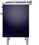ILVE Nostalgie II 36-Inch Dual Fuel Freestanding Range in Midnight Blue with Chrome Trim (UP36FNMPMBCLP)