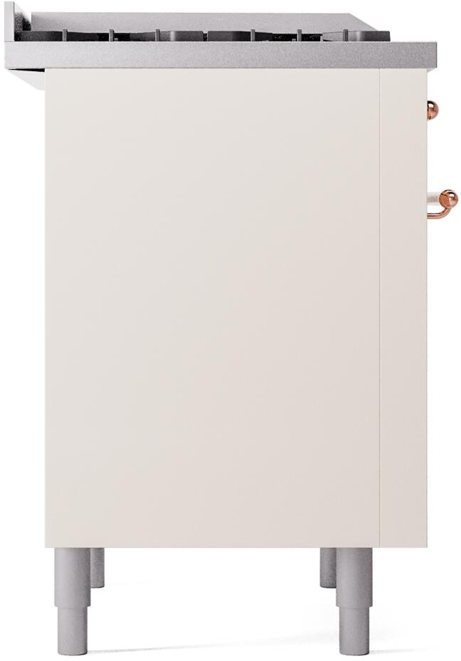 ILVE Nostalgie II 36-Inch Freestanding Natural Gas Dual Fuel Range in Antique White with Copper Trim (UP36FNMPAWP)