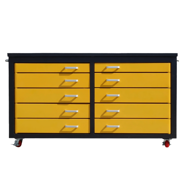 6ft Heavy Duty Mobile Workbench with 10 Drawers