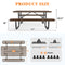 6 ft Metal Picnic Tables for Outdoors, Rectangle Coated Steel Patio Furniture Set
