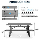 6 ft Metal Picnic Tables for Outdoors, Rectangle Coated Steel Patio Furniture Set