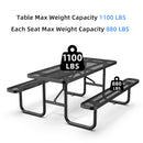 6 ft Metal Picnic Tables for Outdoors, Rectangle Coated Steel Patio Furniture Set